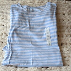 Croft & Barrow Light Blue and White Striped Tee